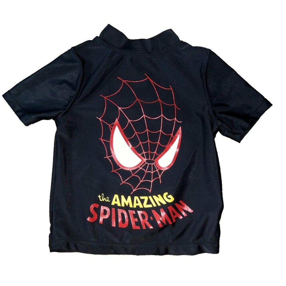 Old Navy Rash Guard The Amazing Spider Man Toddler Boys 2T Black Swim Shirt